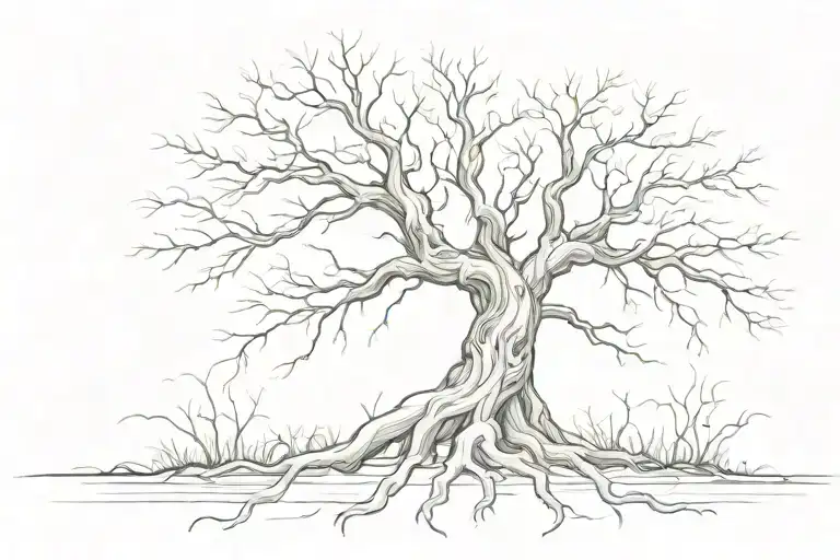 tree with root growing tattoo design idea