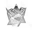 A tattoo inspired by the Lord of the Rings, featuring a silhouette of Gandalf standing on a mountain peak, symbolizing the client's passion for movies and fantasy. tattoo design idea