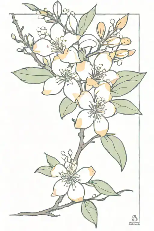 orange blossom branch tattoo design idea