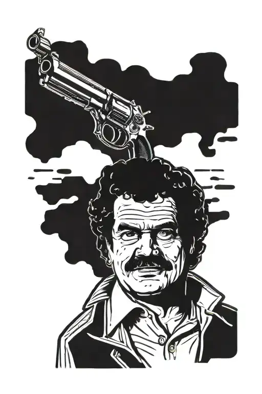 Pablo Escobar with a gun tattoo design idea