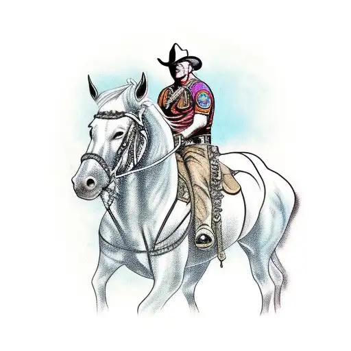John Wayne riding a psychedelic horse tattoo design idea