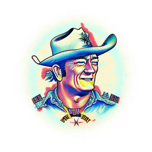 John Wayne portrait tattoo design idea