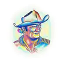 John Wayne riding a psychedelic horse tattoo design idea