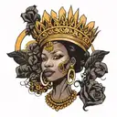african queen crown tattoo design idea