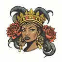 african queen crown tattoo design idea