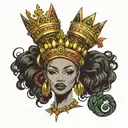african queen crown tattoo design idea