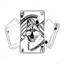 A German Shepherd playing cards while riding a motorcycle tattoo design idea