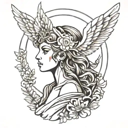 minimalist Athena goddess full body   tattoo design idea