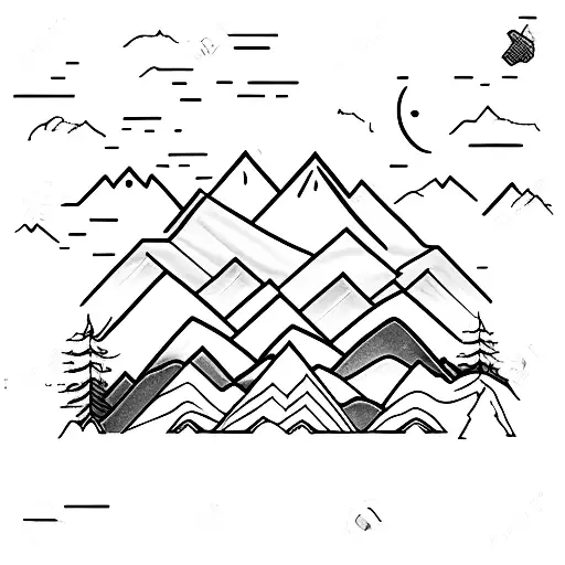 mountain range minimal  tattoo design idea