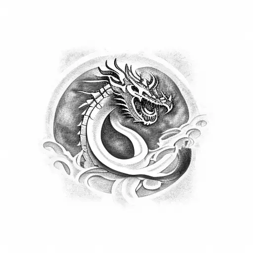 head dragon dark tattoo design idea