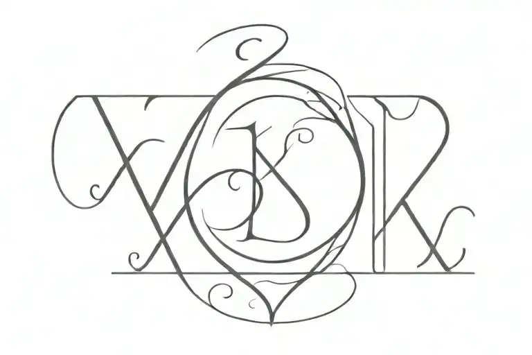 letters K and S connected by a heart tattoo design idea
