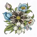 February April May December birth flower bouquet  tattoo design idea