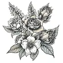 February April May December birth flower bouquet  tattoo design idea