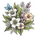February April May December birth flower bouquet  tattoo design idea
