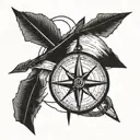 An arrow and compass intertwined to symbolize direction and guidance tattoo design idea