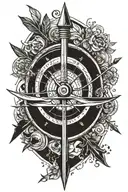 arrow behind a compass  tattoo design idea