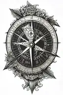 arrow behind a compass  tattoo design idea