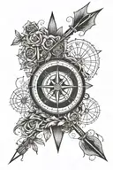 An arrow and compass intertwined to symbolize direction and guidance tattoo design idea