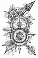 An arrow and compass intertwined to symbolize direction and guidance tattoo design idea