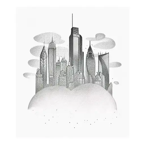 city skyline tattoo design idea