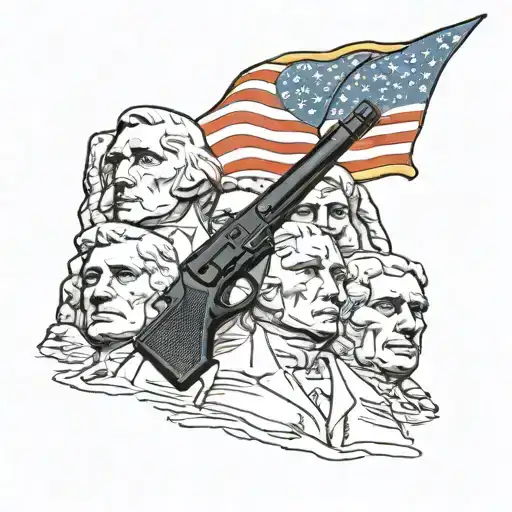 mt Rushmore, 45, glock, we the people, American flag  tattoo design idea