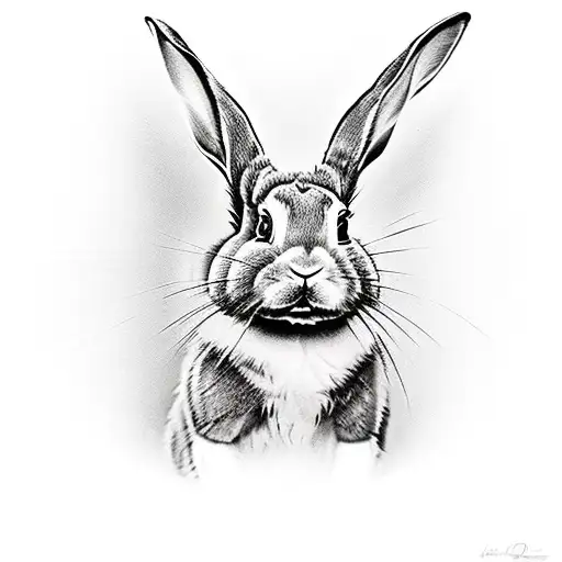 humanoid rabbit surrounded by static tattoo design idea