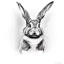 humanoid rabbit surrounded by static tattoo design idea