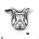 humanoid rabbit surrounded by static tattoo design idea