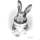 humanoid rabbit surrounded by static tattoo design idea