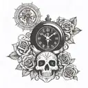 God, cross, 11:11, clock, family, sugar skull, cabo tattoo design idea