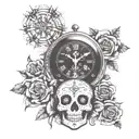God, cross, 11:11, clock, family, sugar skull, cabo tattoo design idea