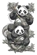 panda ninjas tattoo design idea