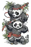 panda ninjas tattoo design idea