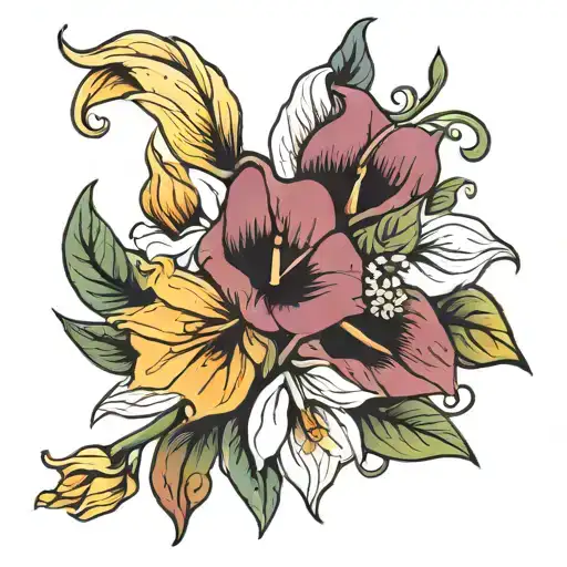 calla lilly rose daisy flowers tattoo design idea