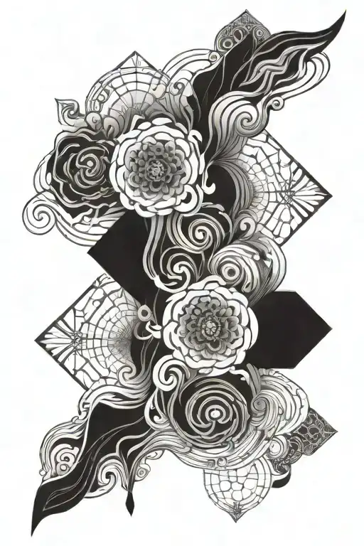 suminagashi symmetrical shape tattoo design idea