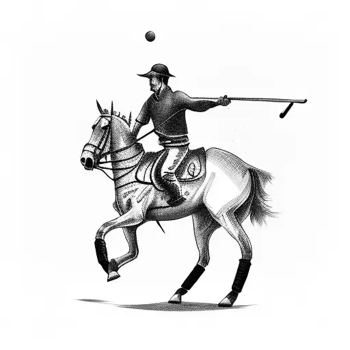 A man playing polo on a horse and taking pictures with a camera with his other hand tattoo design idea