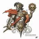 5 with ancient roman in the background black tattoo design idea