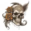 5 with ancient roman in the background black tattoo design idea