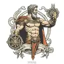 5 with ancient roman in the background black tattoo design idea