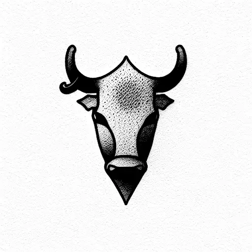 Continuous line bull tattoo on the right inner arm.