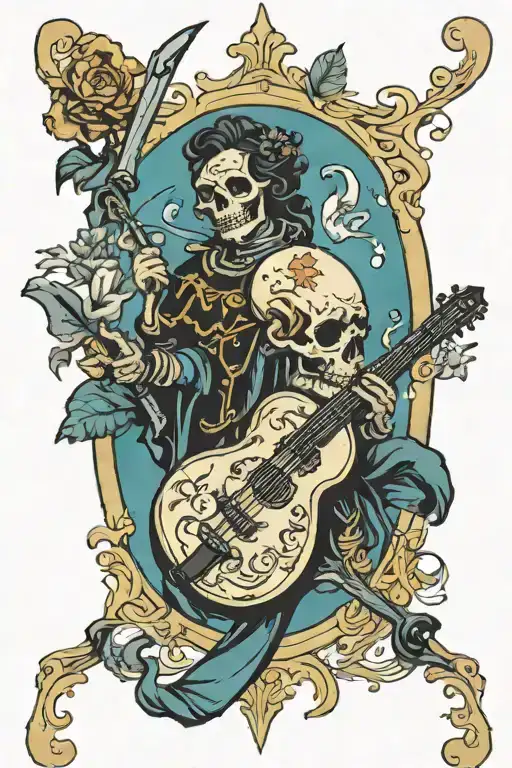 bard death tarot card tattoo design idea