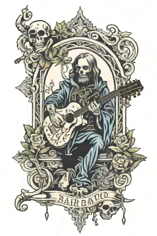 bard death tarot card tattoo design idea