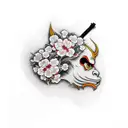 Hannya mask with cherry blossoms  tattoo design idea