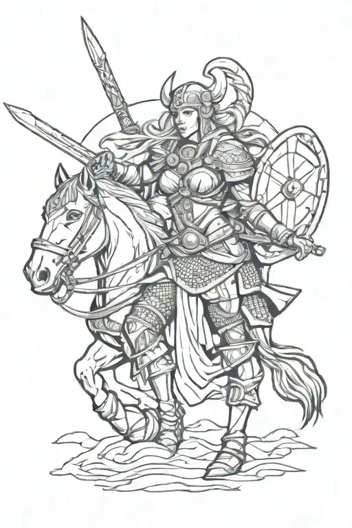 viking drakkar valkyrie warrior woman tattoo design idea