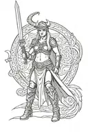 viking drakkar valkyrie warrior woman tattoo design idea