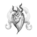 fish hook heart tattoo design idea