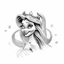 disney princess ariel with mike from monsters inc, marie from the aristrocats and moaui tattoo design idea