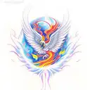 I want a phoenix tattoo surrounded by fire butterflies tattoo design idea