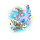 I want a phoenix tattoo surrounded by fire butterflies tattoo design idea