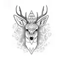 A dotwork tattoo featuring Oxossí's animal companions, like the deer and the falcon, in a symbolic composition that represents harmony and balance. tattoo design idea